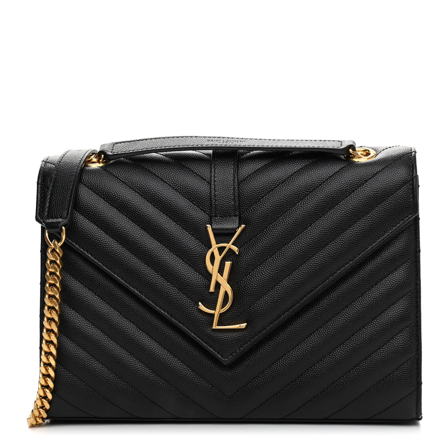 Grain De Poudre Matelasse Chevron Medium Monogram Satchel Black