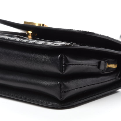 Balenciaga Shiny Calfskin Crocodile Embossed Small B Bag Black 7 of 10