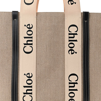 Chloe Linen Calfskin Large Woody Ribbon Tote White Blue 8 of 11