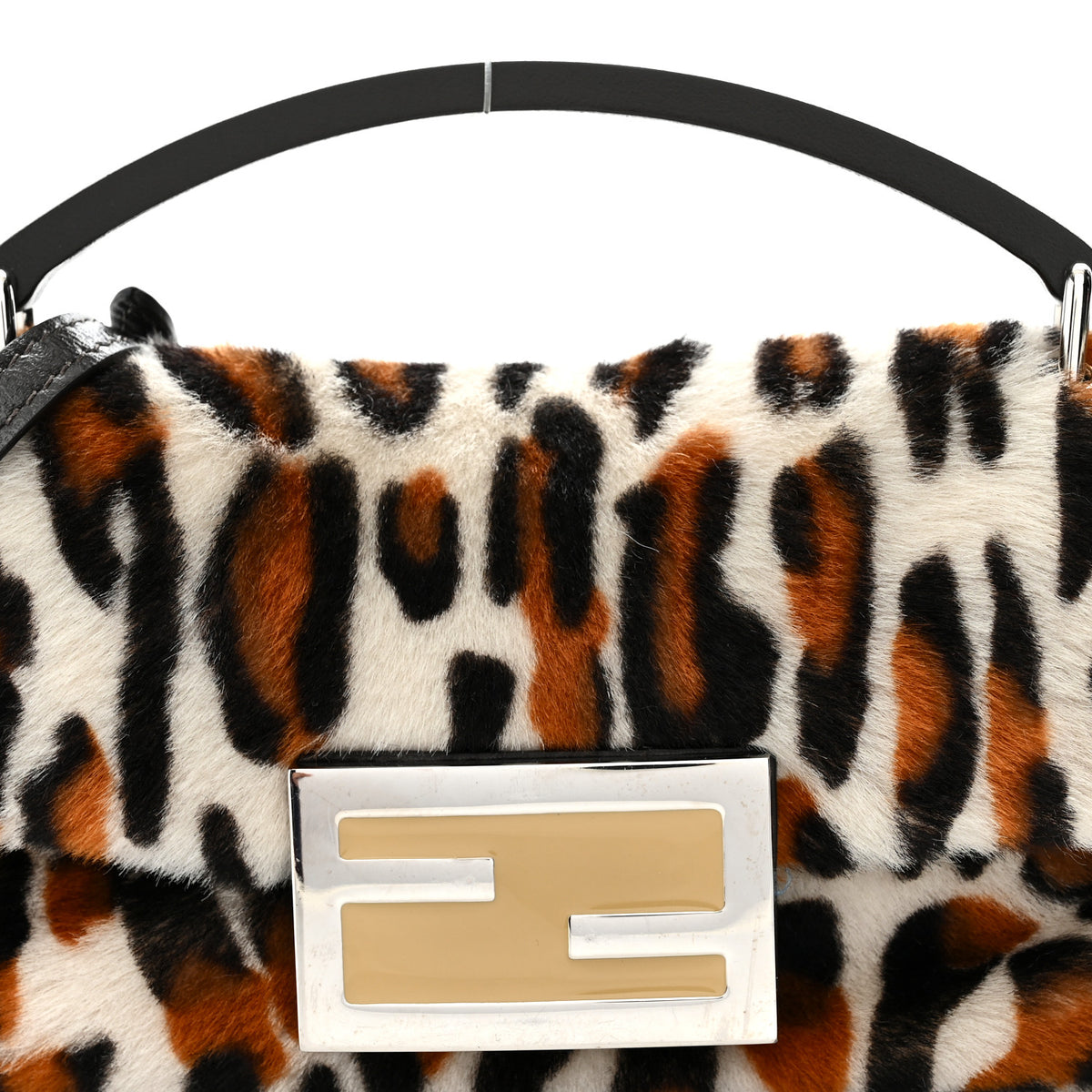 Calf Hair Leopard Print Phone Baguette Moro