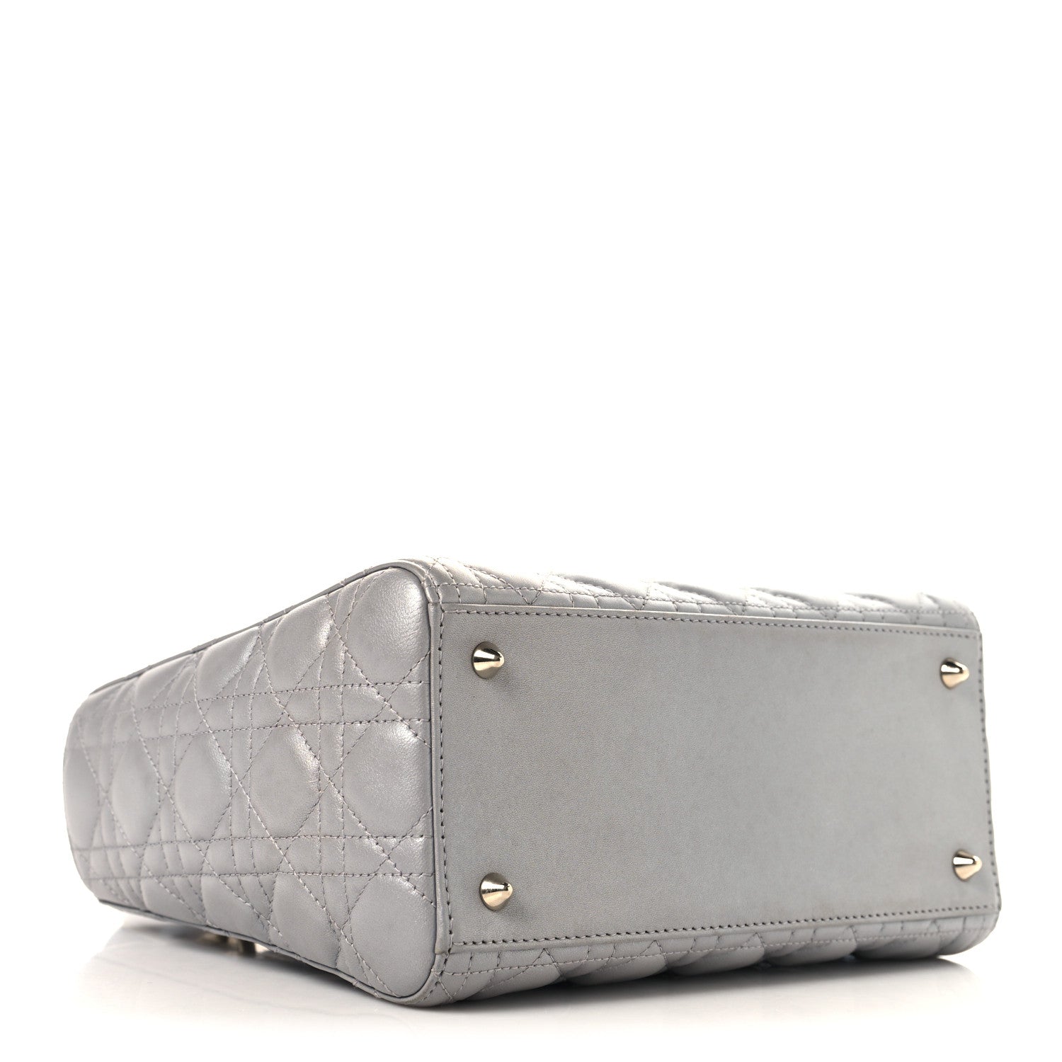 Christian Dior Pearly Lambskin Cannage Medium Lady Dior Grey 4 of 10
