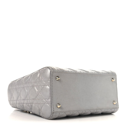 Christian Dior Pearly Lambskin Cannage Medium Lady Dior Grey 4 of 10