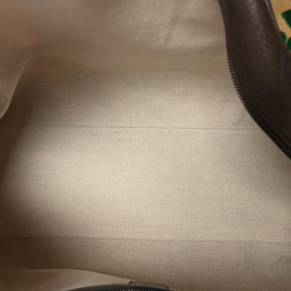 Gucci X ADIDAS Canvas Textured Dollar Calfskin Web GG Monogram Trefoil Large Bowling Bag Beige Brown Multicolor 4 of 10