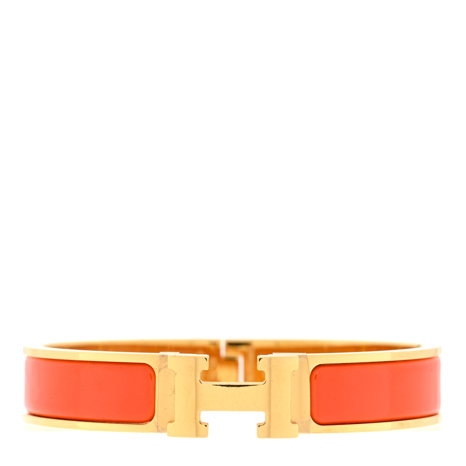 Hermes Enamel Narrow Clic Clac H Bracelet GM Orange Fruite 1 of 3