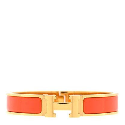 Hermes Enamel Narrow Clic Clac H Bracelet GM Orange Fruite 1 of 3