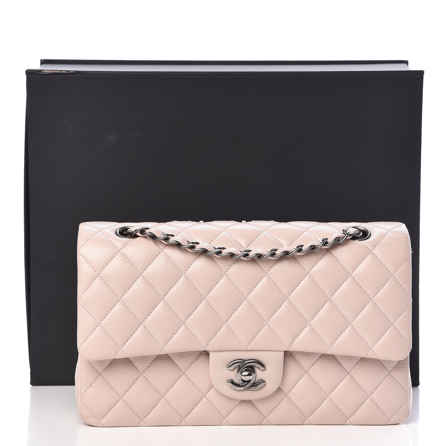 Caviar Quilted Medium Double Flap Pink