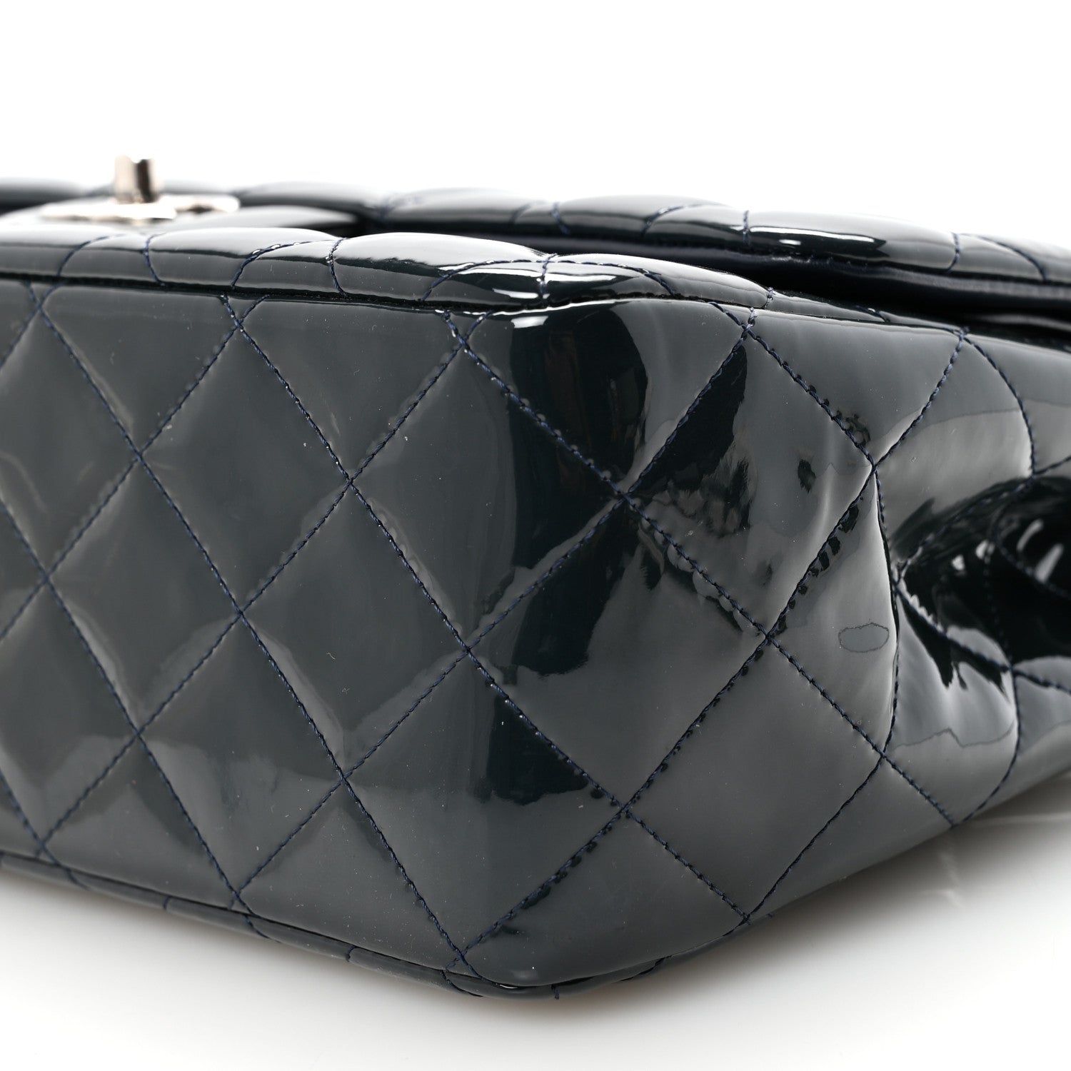 Chanel Patent Quilted Jumbo Double Flap Navy 10 of 11