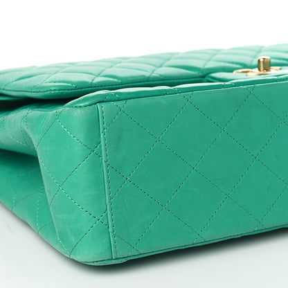 Chanel Lambskin Quilted Maxi Double Flap Green 8 of 10