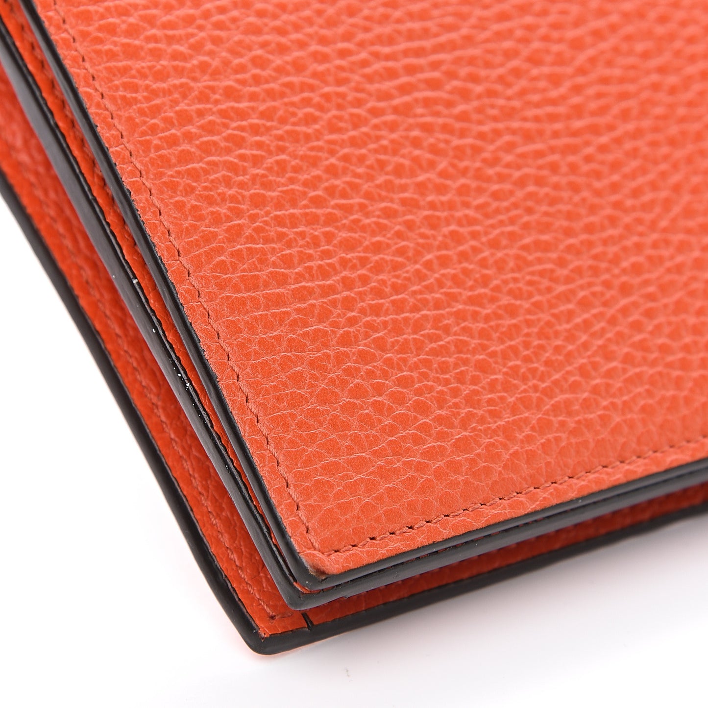 Dollar Calfskin Medium Betty Chain Wallet Sun Orange