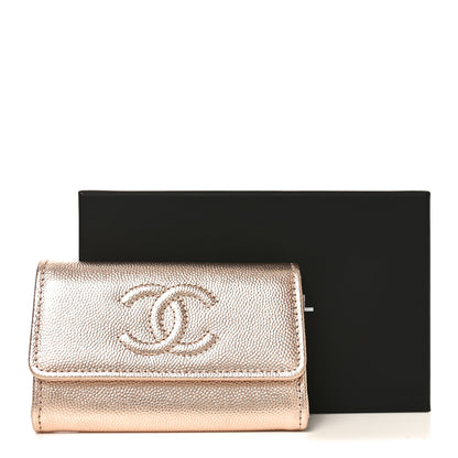 Chanel Metallic Caviar Quilted CC Flap Card Holder Copper 8 of 8