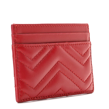 Gucci Calfskin Matelasse GG Marmont Card Holder Hibiscus Red 3 of 8
