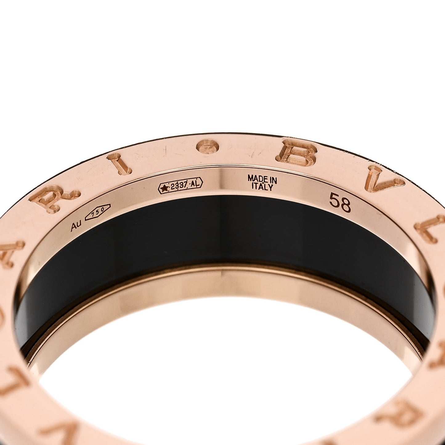 18K Rose Gold Black Ceramic B.Zero1 Two-Band Ring 58 8.25