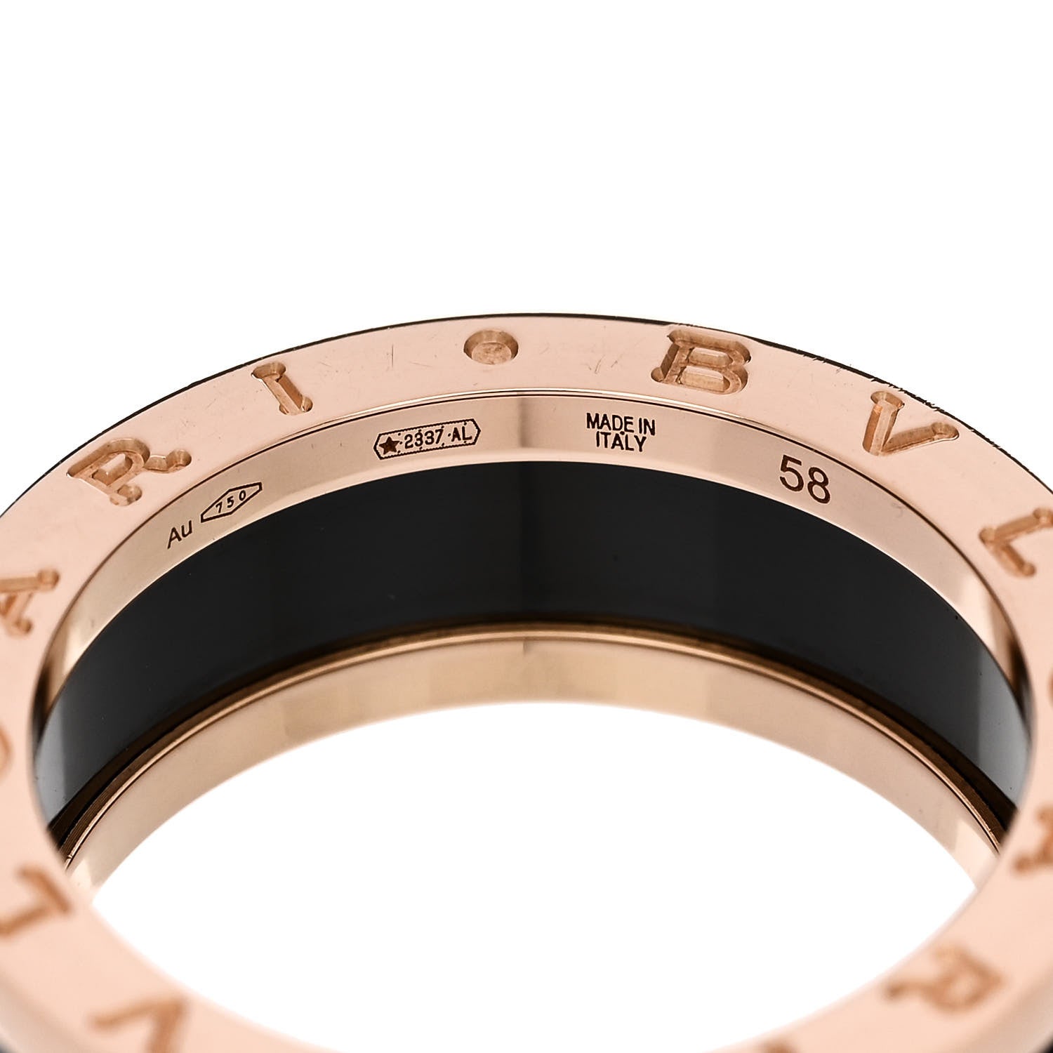 Bulgari 18K Rose Gold Black Ceramic B.Zero1 Two-Band Ring 58 8.25 4 of 6