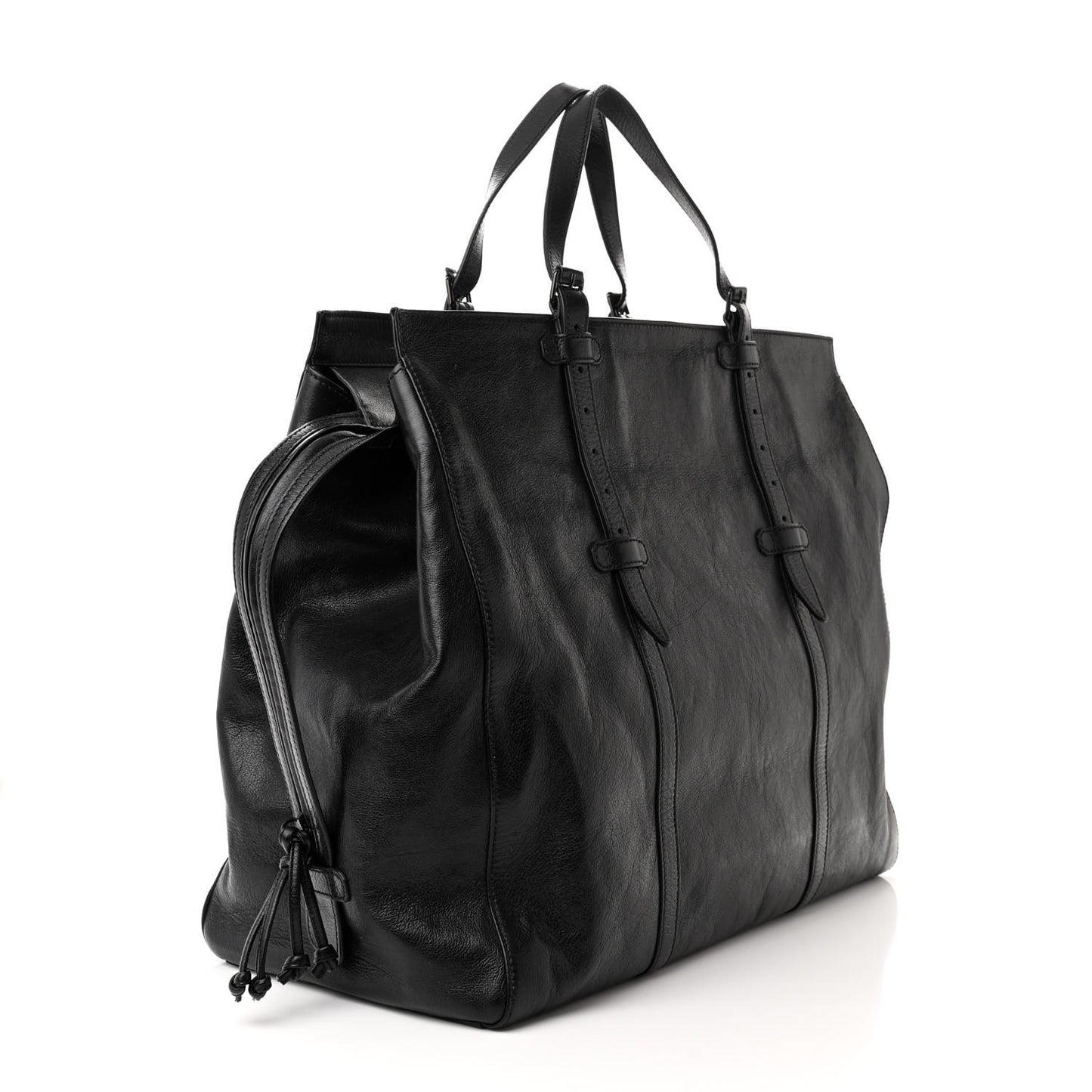 Calfskin Monochrome Medium Double G Tote Bag Black