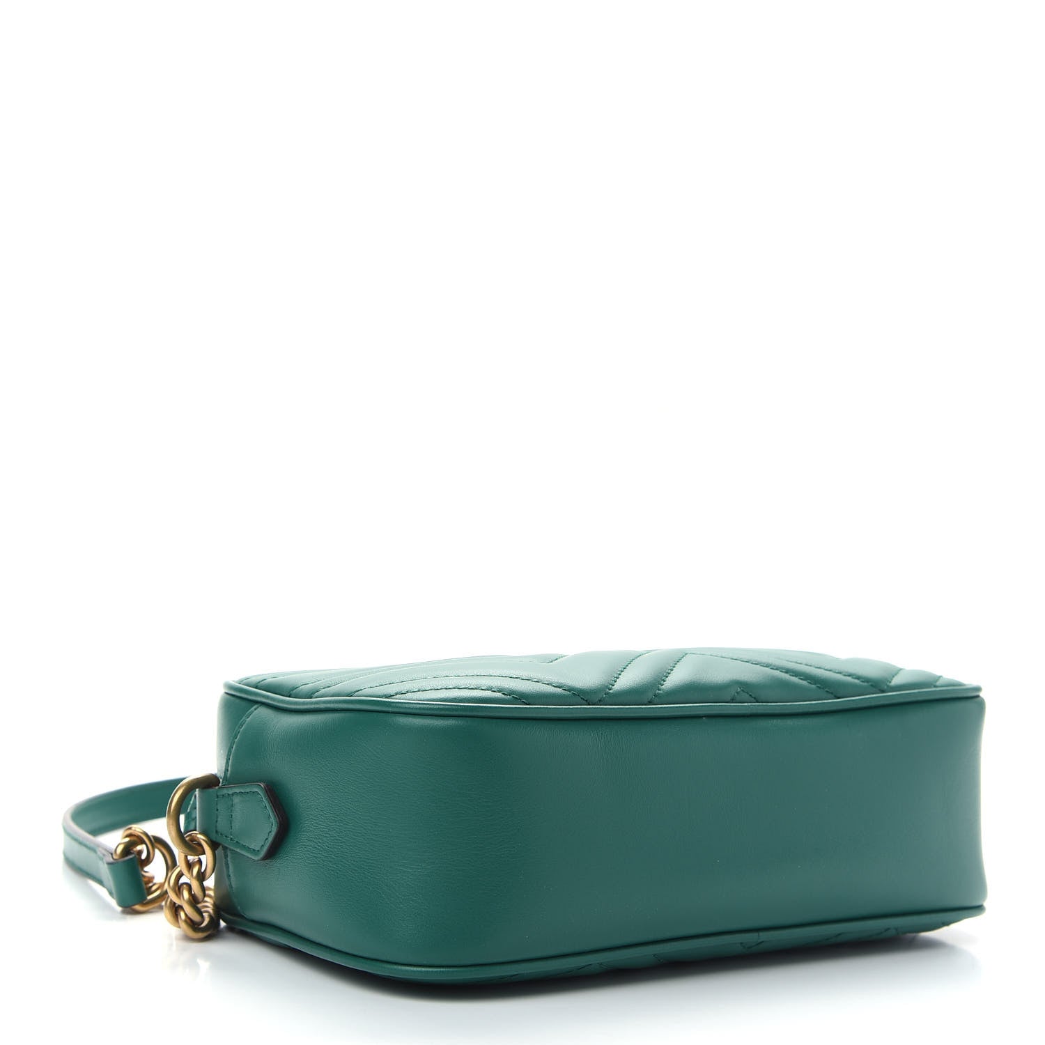 Gucci Calfskin Matelasse Small GG Marmont Chain Shoulder Bag Emerald Green 4 of 9