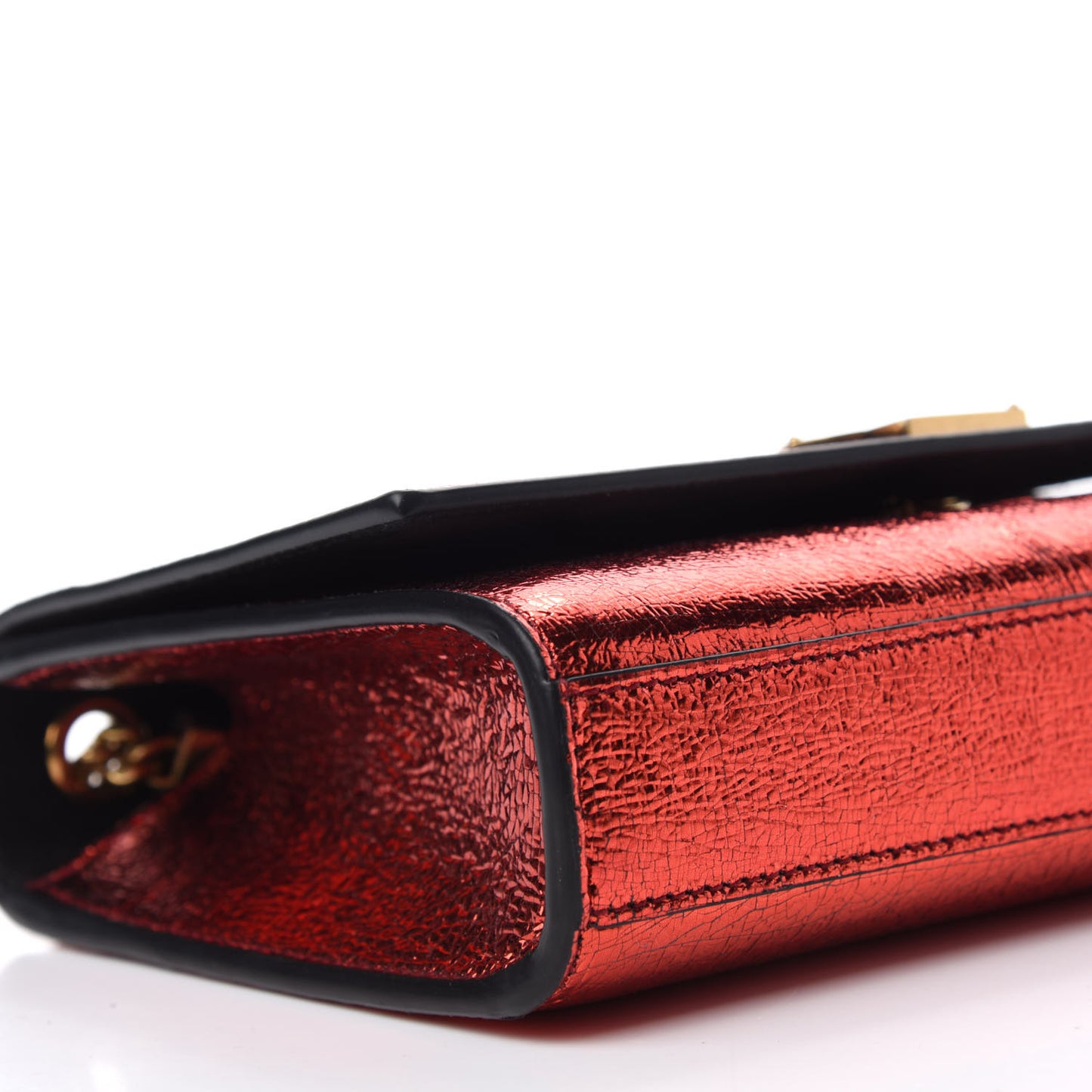 Metallic Calfskin Small Classic Monogram Kate Satchel Red