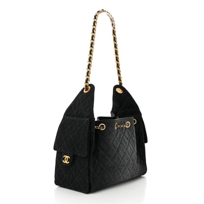 Chanel Washed Denim Quilted Small Chanel 25 Handbag Black 3 of 10