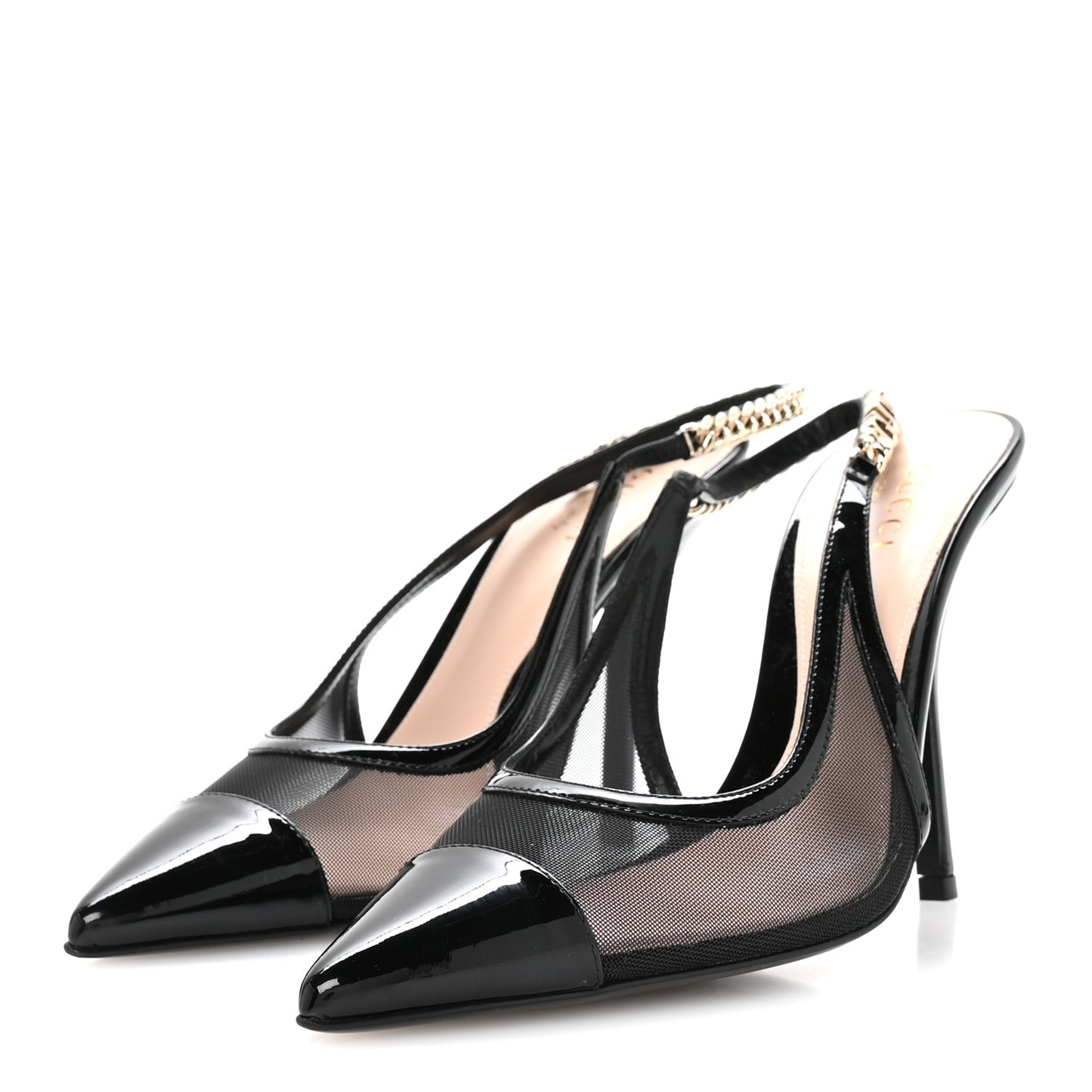 Tela Retino Patent Signoria Slingback Pumps 38 Black