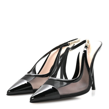 Gucci Tela Retino Patent Signoria Slingback Pumps 38 Black 4 of 8