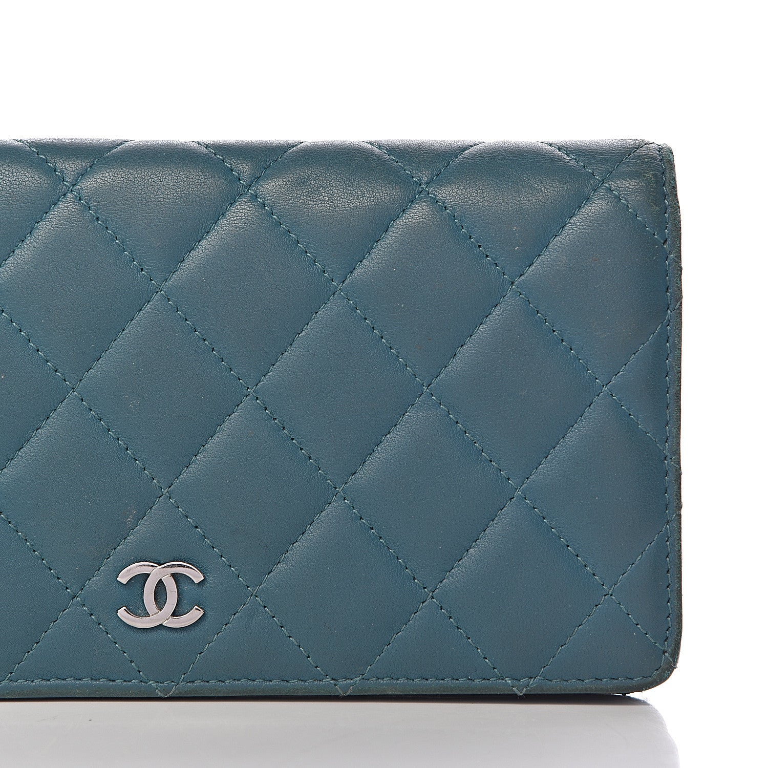 Chanel Lambskin Quilted Yen Wallet Blue 10 of 22