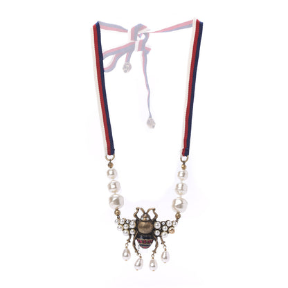 Gucci Crystal Pearl GG Sylvie Bee Necklace 3 of 5