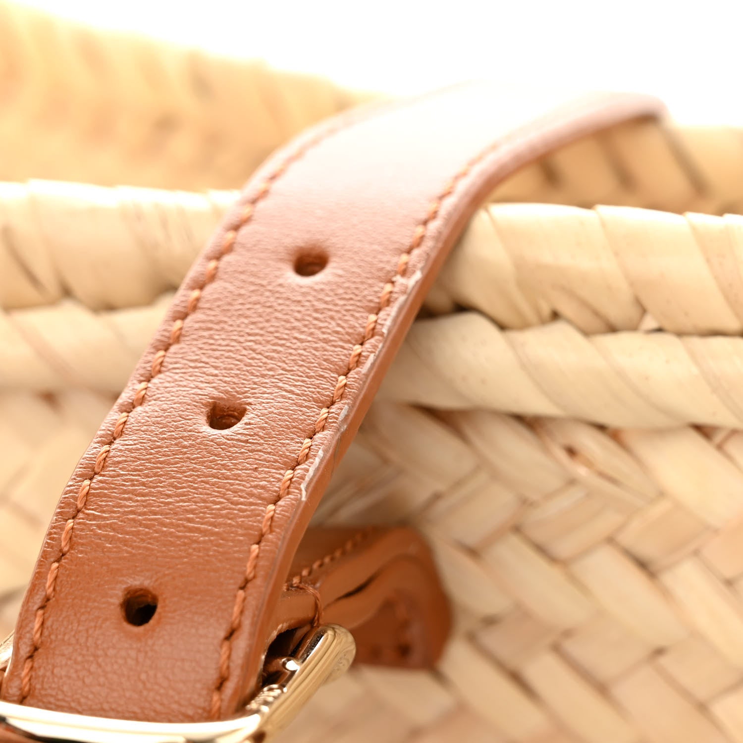 Chloe Raffia Smooth Calfskin Medium Sense Basket Caramel 11 of 12