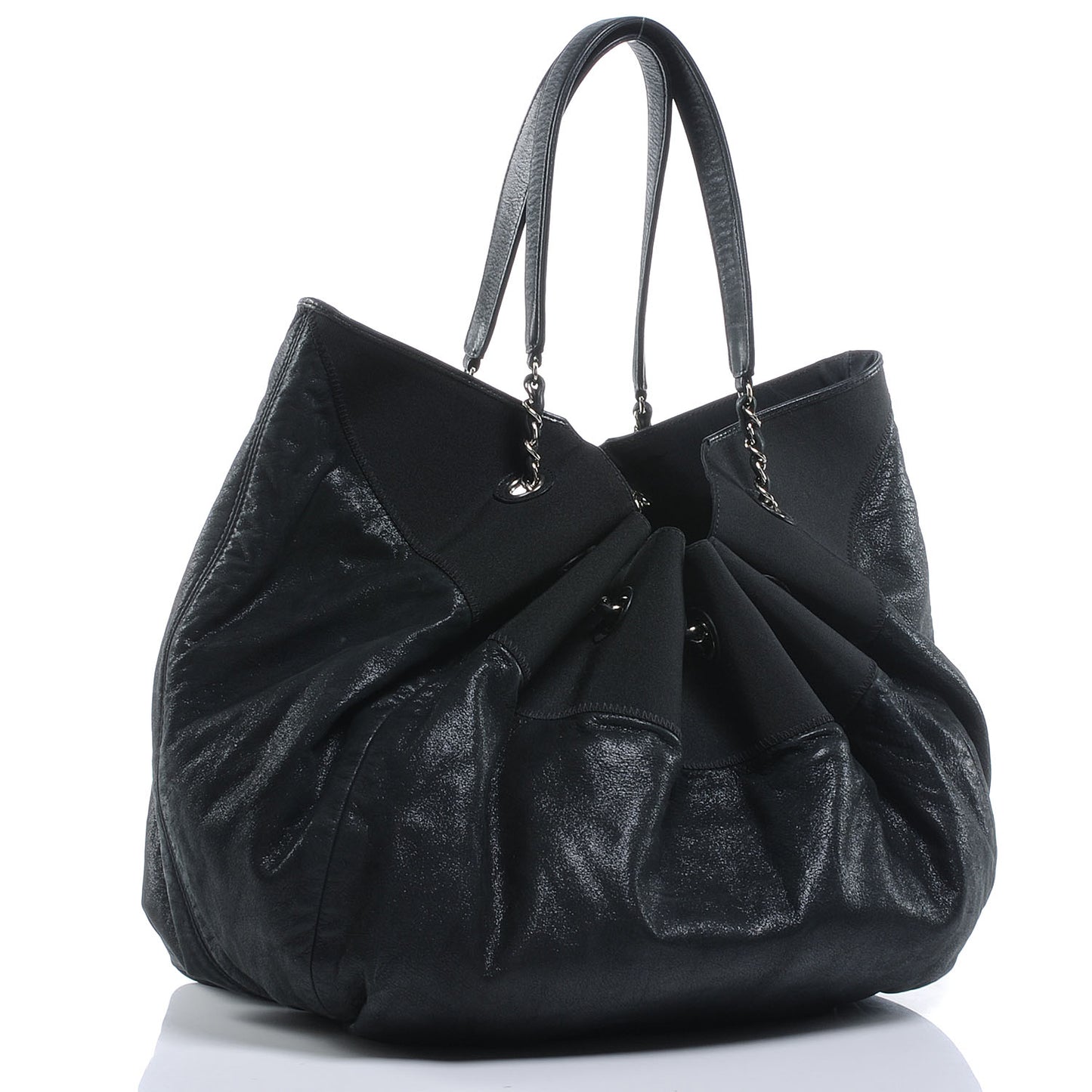 Calfskin Stretch Spirit Large Cabas Tote Black