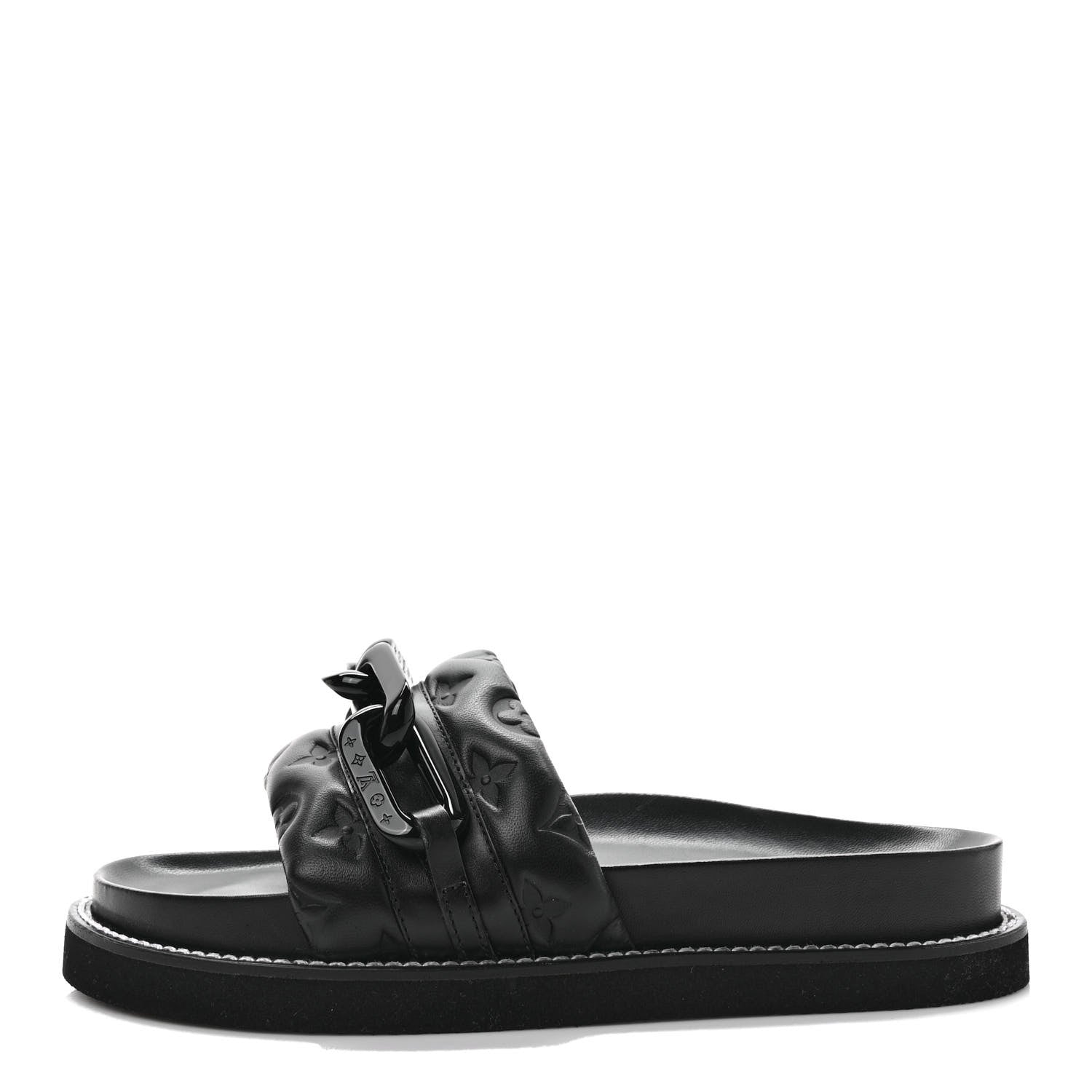 Louis Vuitton Calfskin Embossed Monogram Sunset Flat Comfort Mule 39 Black 1 of 9