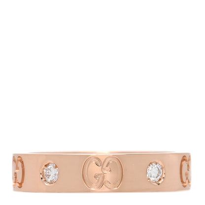Gucci 18K Rose Gold Diamond Icon Band Ring 49 4.75 3 of 5