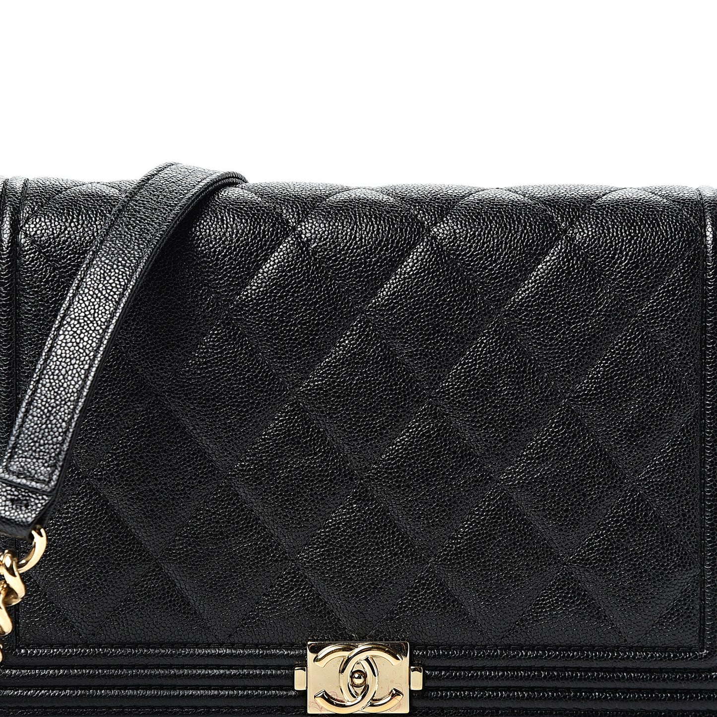 Caviar Quilted Boy Wallet On Chain WOC Black