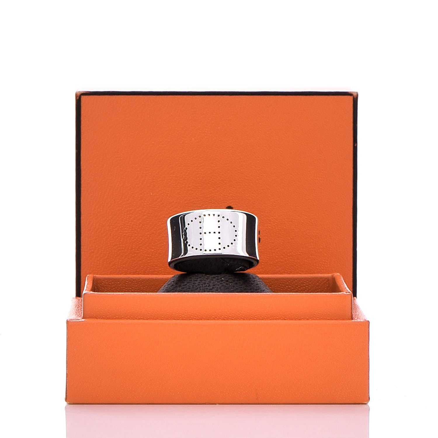 Hermes Sterling Silver Eclipse Ruban Ring GM 52 6 5 of 5