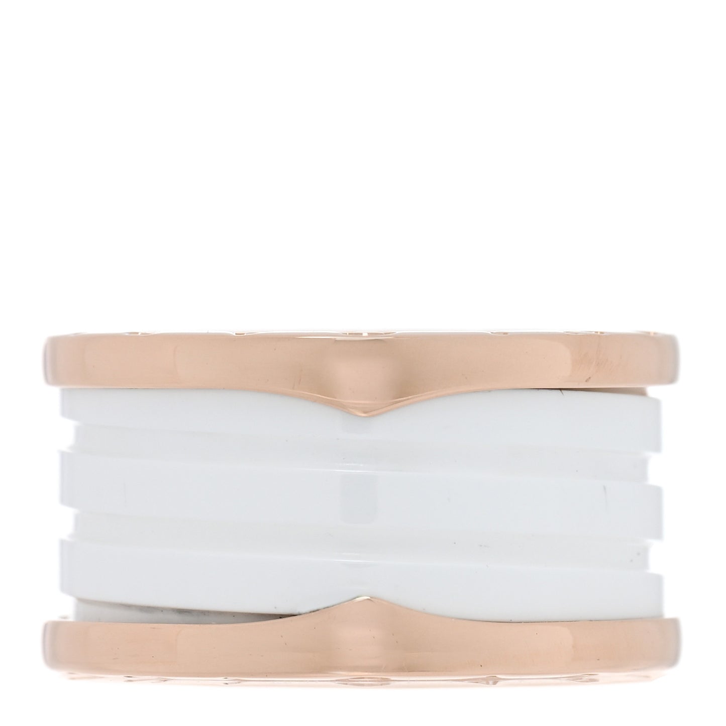 18K Rose Gold White Ceramic B.Zero1 Four-Band Ring 56 7.5