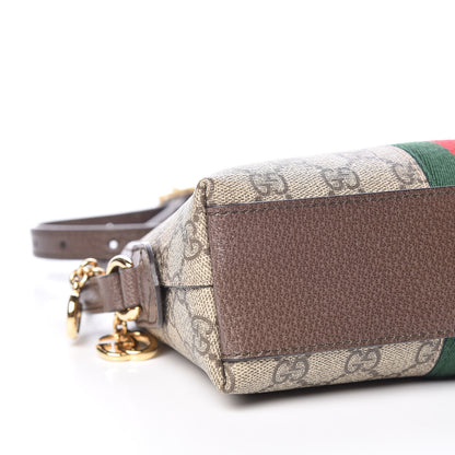 Gucci GG Supreme Monogram Textured Dollar Calfskin Web Small Ophidia Dome Shoulder Bag Beige Ebony New Acero 8 of 9