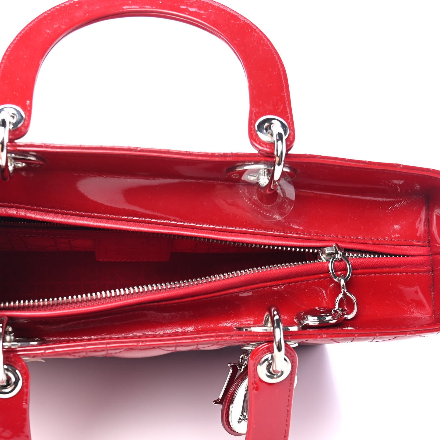 Patent Cannage Large Lady Dior Red