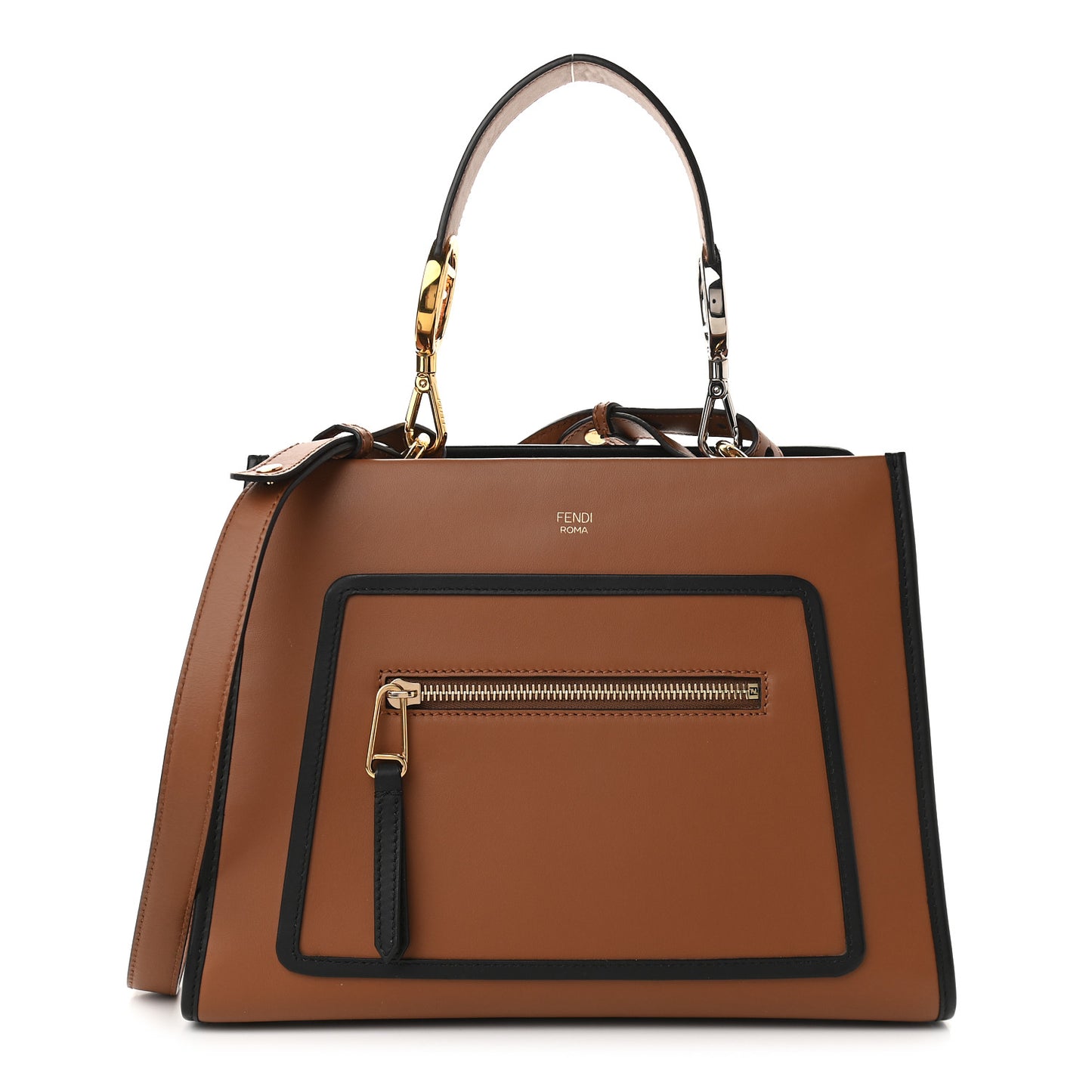 Vitello Century Opaco F is Fendi Bi-Color Small Runaway Satchel Corteccia Black