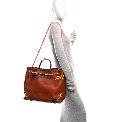 Bottega Veneta Silky Calfskin Whipstitch Large Andiamo Shoulder Bag Brown Multicolor 2 of 9