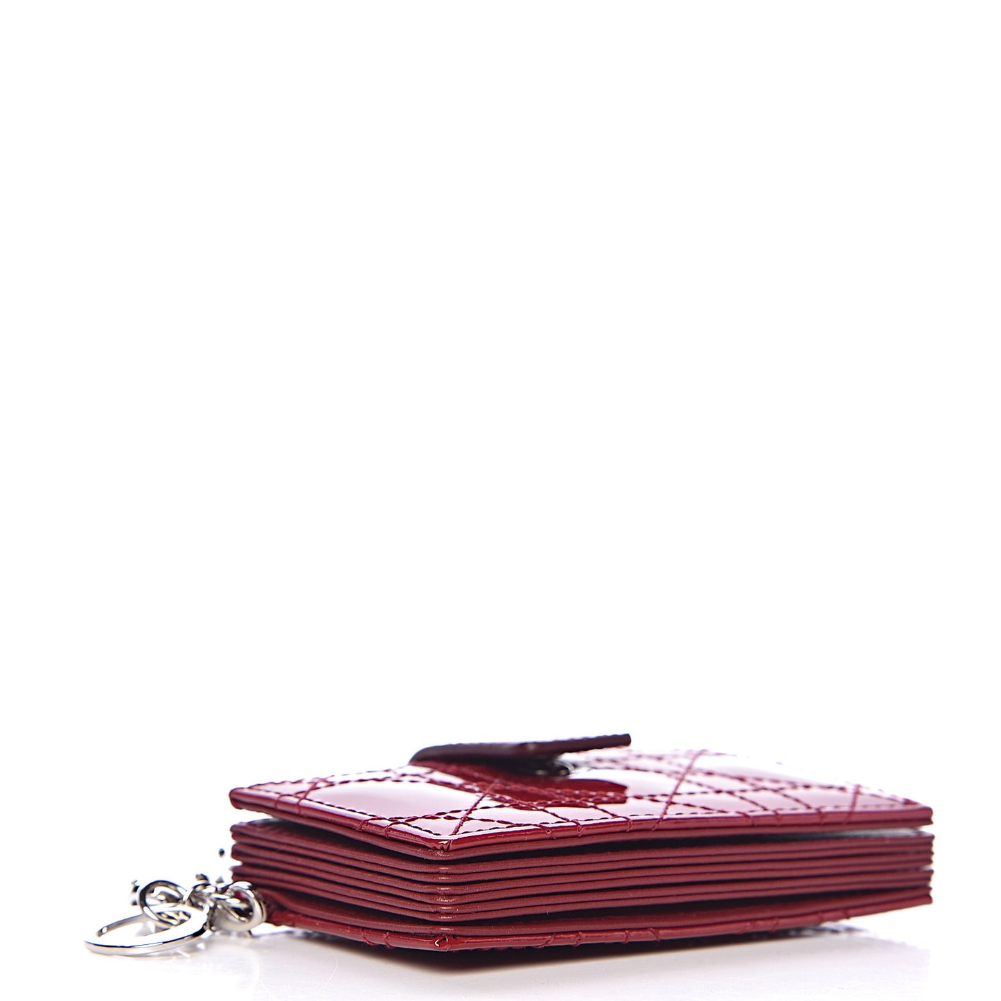 Patent Cannage Lady Dior 5-Gusset Card Holder Rouge Ceris