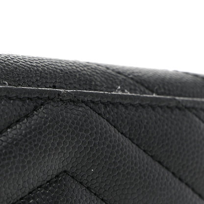 Saint Laurent Grain De Poudre Matelasse Chevron Small Monogram Envelope Wallet Black 8 of 8