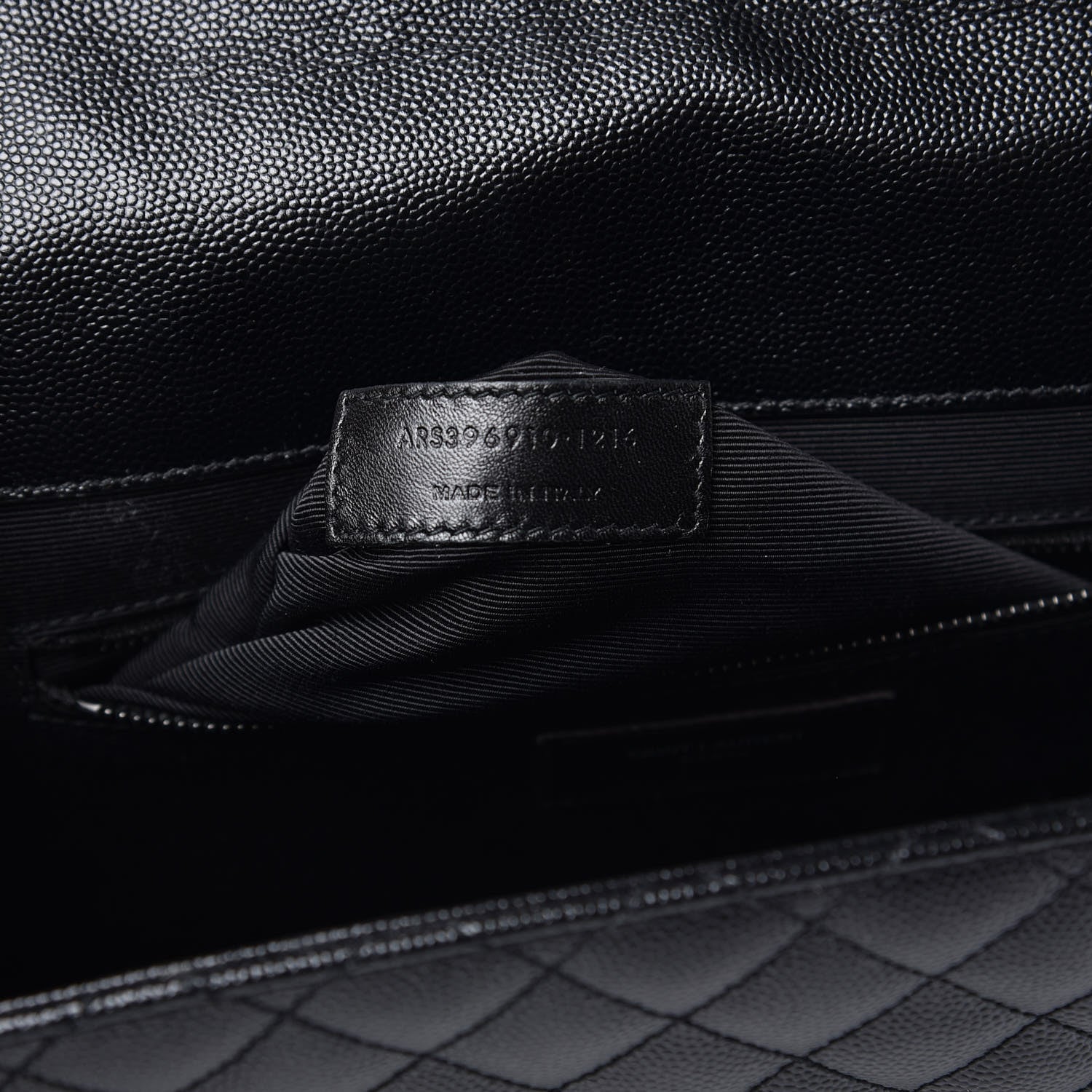 Saint Laurent Grain De Poudre Textured Mixed Matelasse Large Triquilt Monogram Monochrome Satchel Black 6 of 10