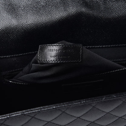 Saint Laurent Grain De Poudre Textured Mixed Matelasse Large Triquilt Monogram Monochrome Satchel Black 6 of 10