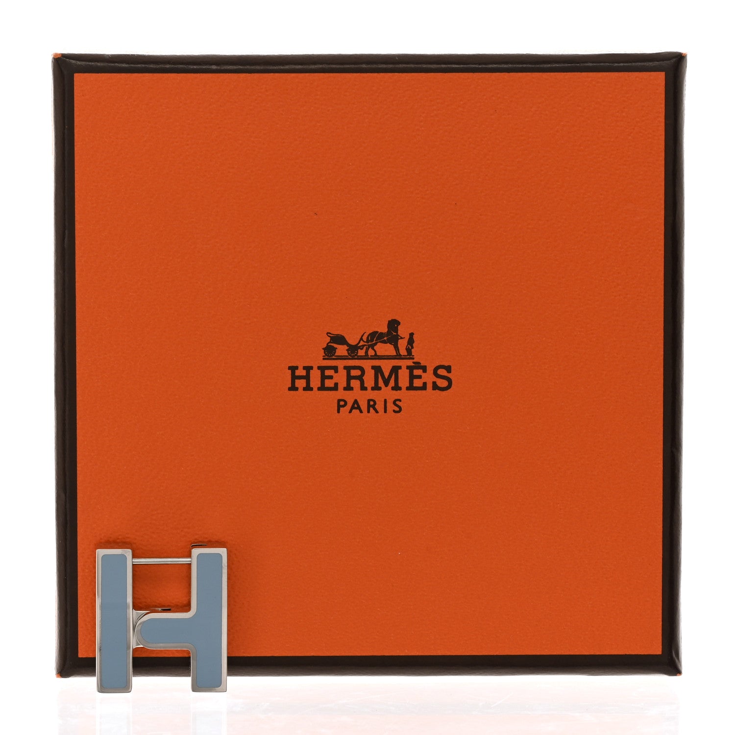 Hermes Palladium Habascule Single Earring Bleu Lin 5 of 5