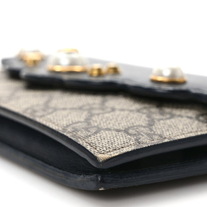 Gucci GG Supreme Monogram Mini Peony Pearly Wallet on Chain Black 9 of 13