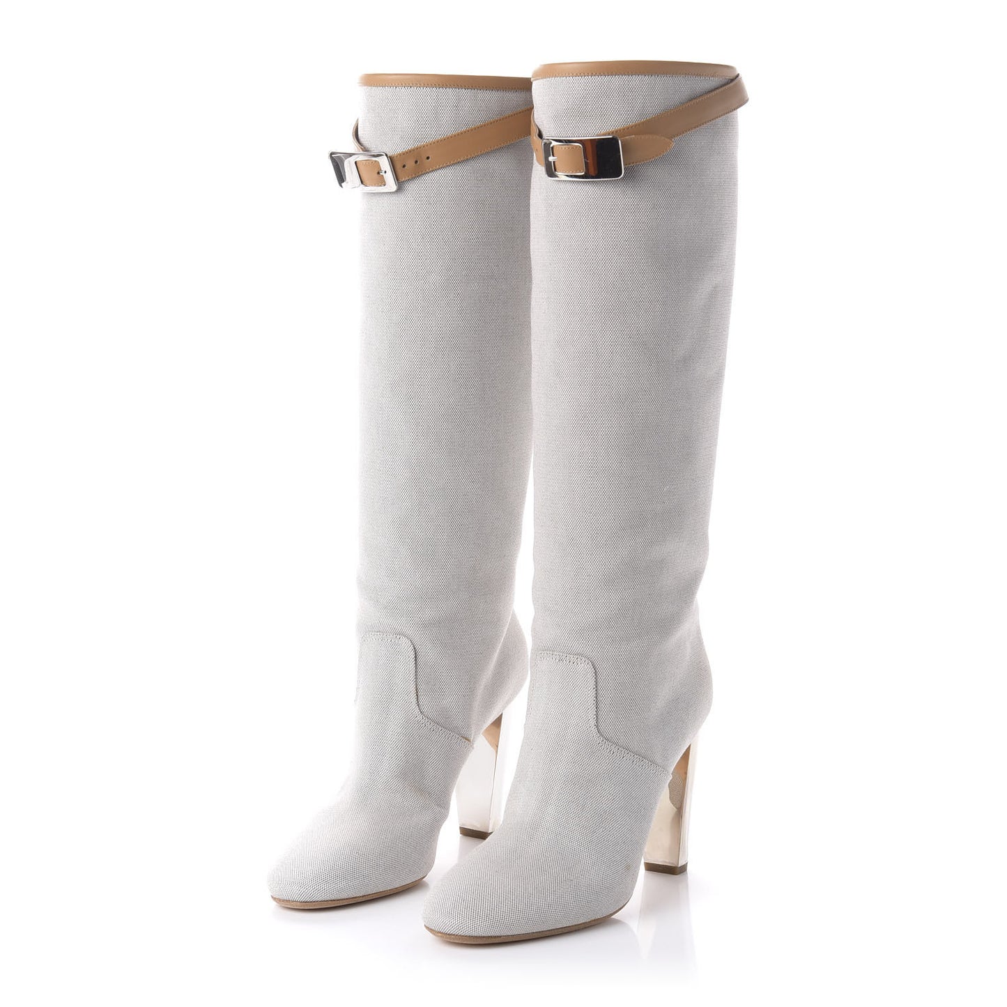 Toile Calfskin Knee High Riding Boots 39