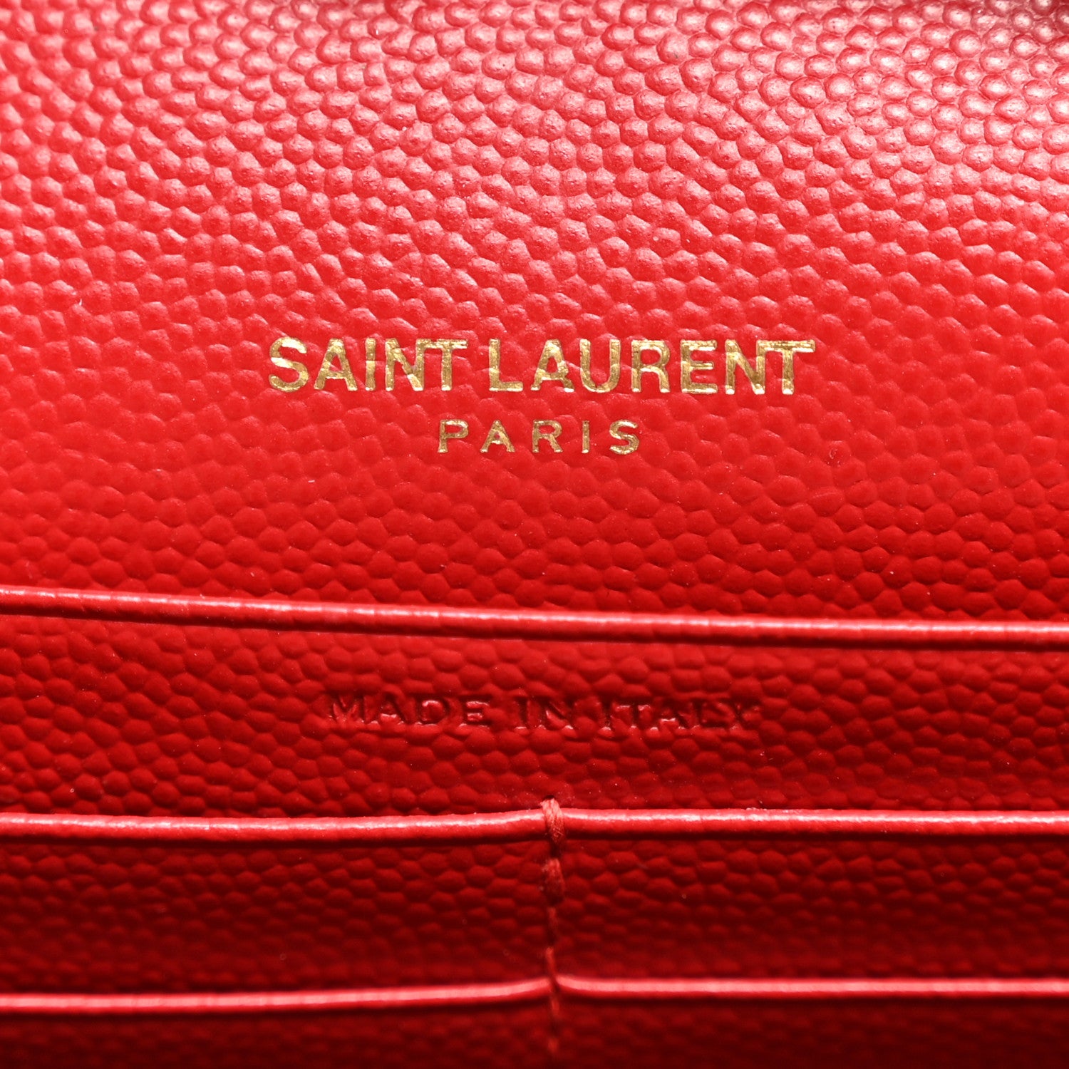 Saint Laurent Grain De Poudre Matelasse Chevron Monogram Chain Wallet New Red 6 of 12