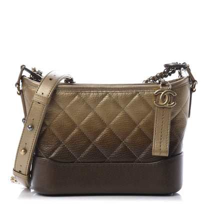 Chanel Metallic Goatskin Quilted Small Gabrielle Hobo Gold Bronze 1 of 12