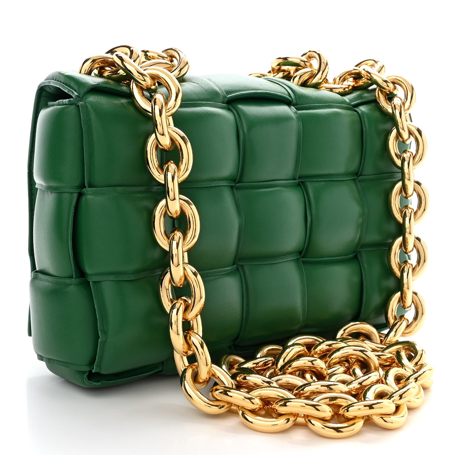 Bottega Veneta Lambskin Maxi Intreccio Padded Chain Cassette Crossbody Bag Racing Green 3 of 11