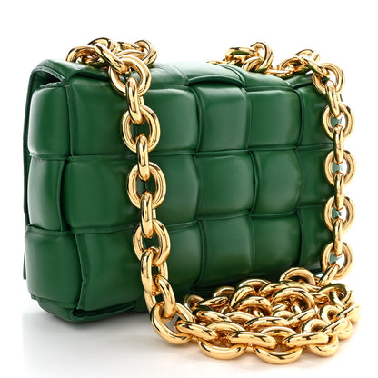 Bottega Veneta Lambskin Maxi Intreccio Padded Chain Cassette Crossbody Bag Racing Green 3 of 11