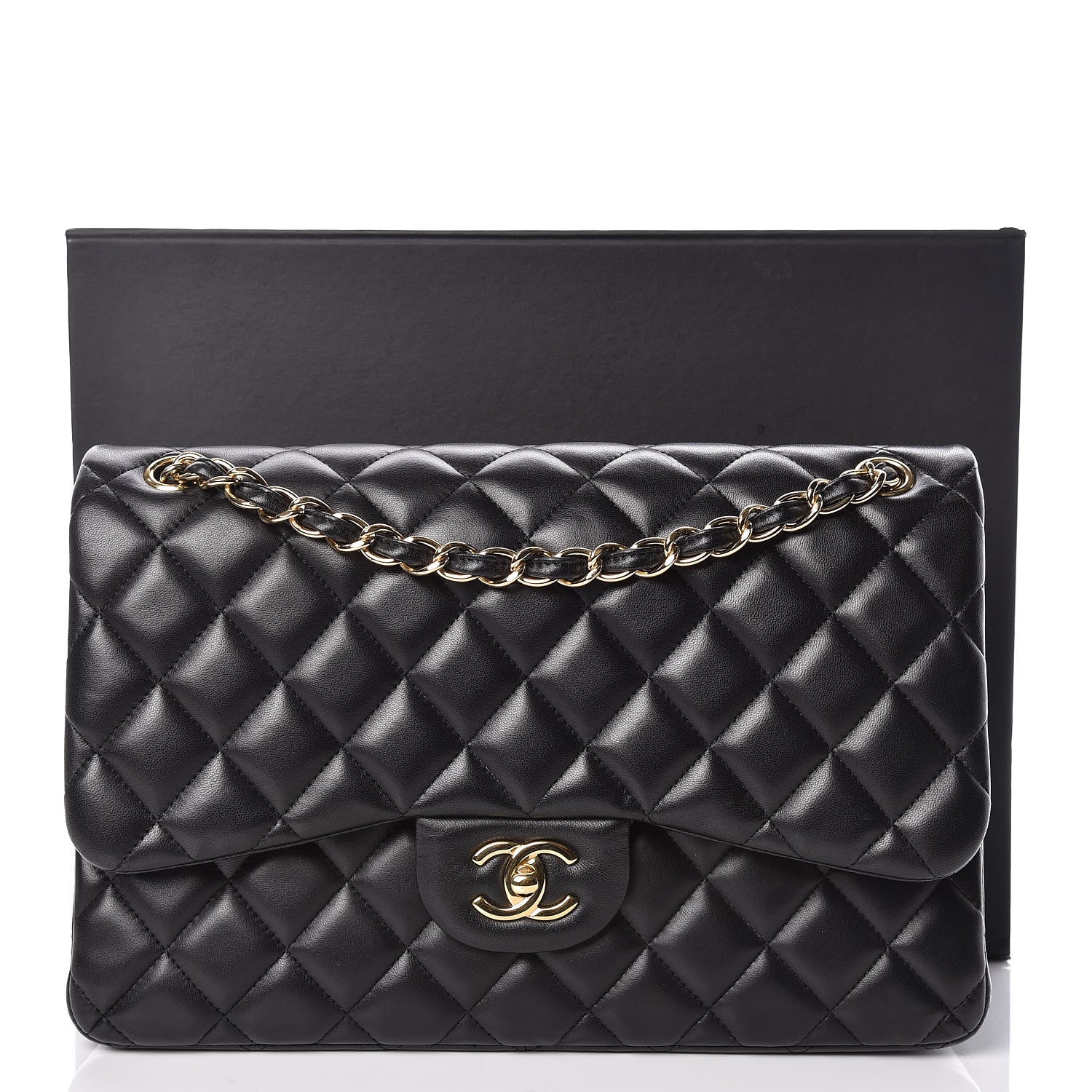 Chanel Lambskin Quilted Jumbo Double Flap Black 16 of 16