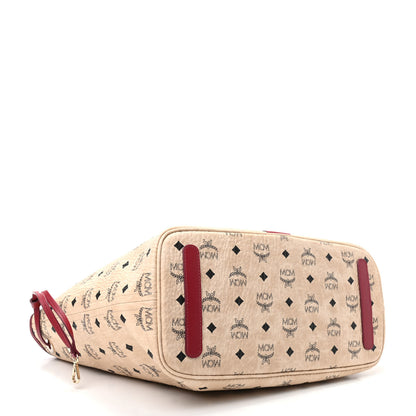 MCM Visetos Medium Liz Reversible Shopper Tote Beige Red 4 of 9