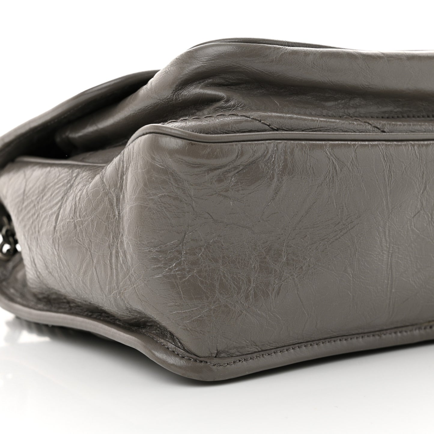 Crinkled Calfskin Matelasse Monogram Medium Niki Chain Satchel Light Gray